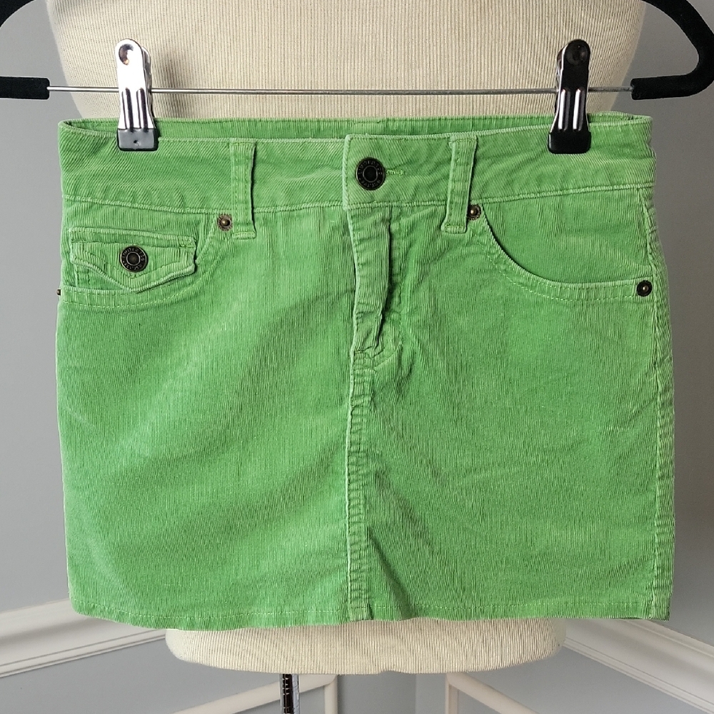 LIMITED TOO Y2K Green Corduroy Rhinestone Detailed Pockets Mini Skort Skirt 10